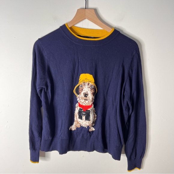 Joules Jack Russel Parson Terrier Dog Ladies Knit Sweater size 10 Navy Blue - Picture 5 of 12